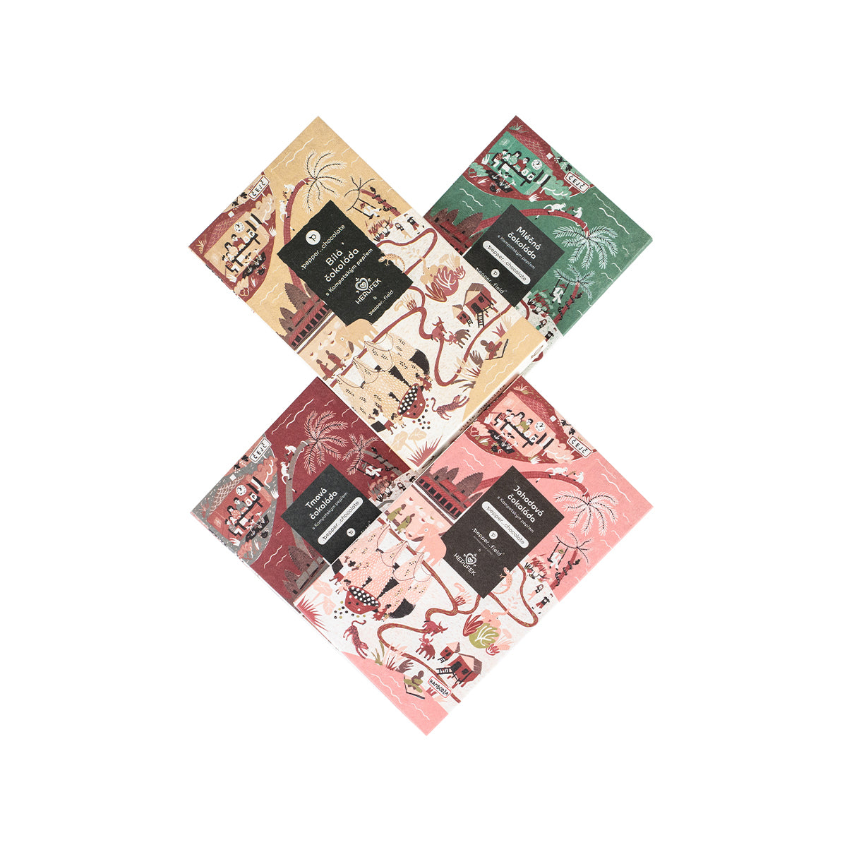 Advantageous set of 4 chocolates with Kampot  pepper – .pepper..chocolate (4× 50 g) 